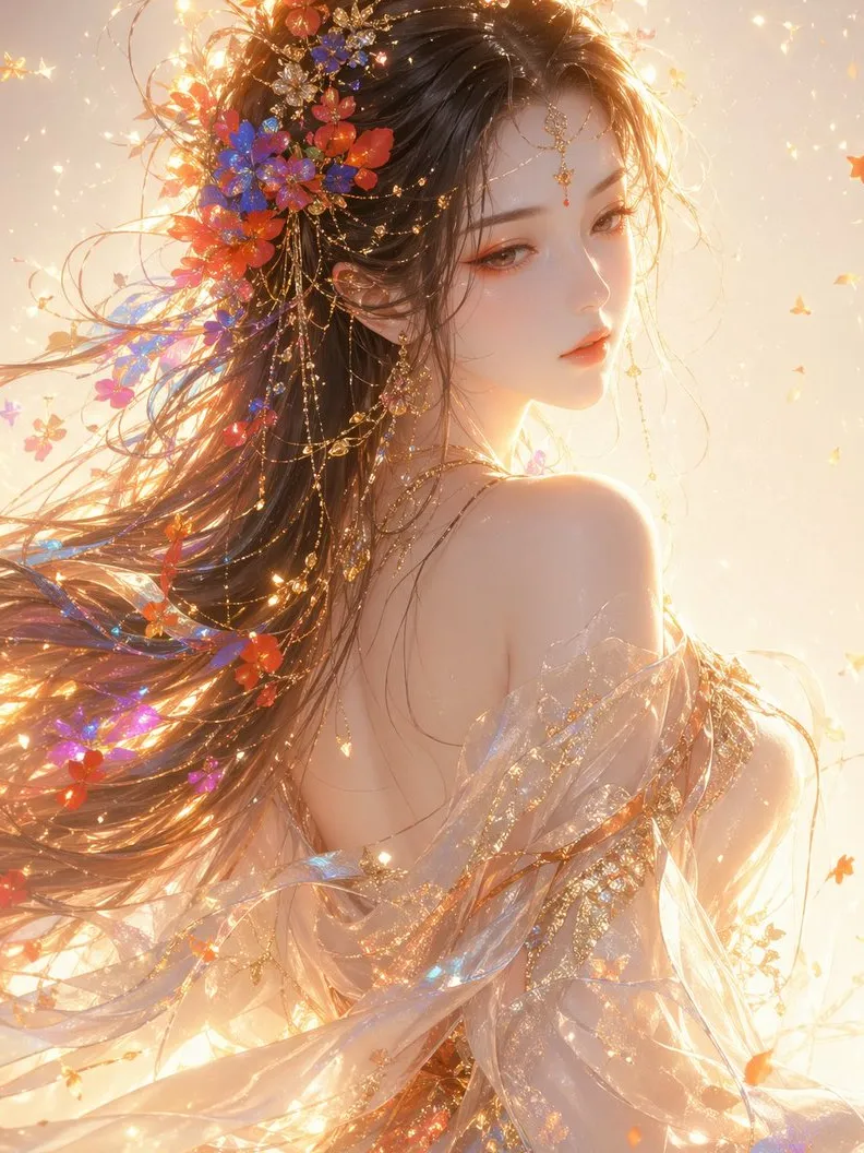 半身肖像图，东方幻想风格女性 #美女，#写真